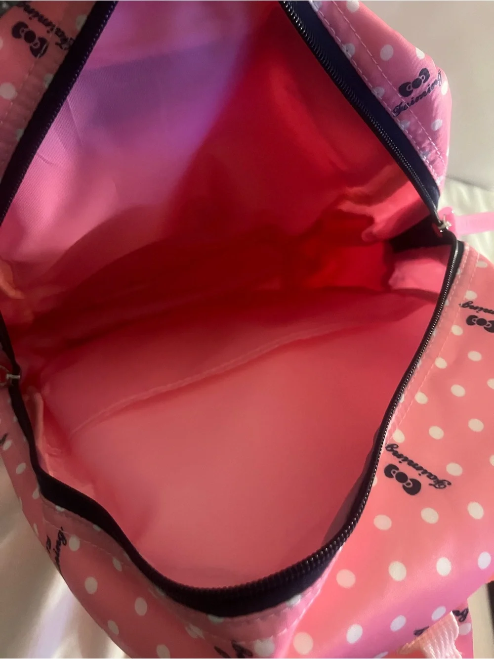 Kids Pink Polka Dot Backpack Set with Bow Accent and Matching Pouch